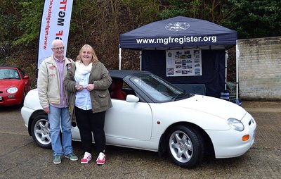 Rob &amp; Jane Parry with Snowdrop and the Car of the Day Trophy