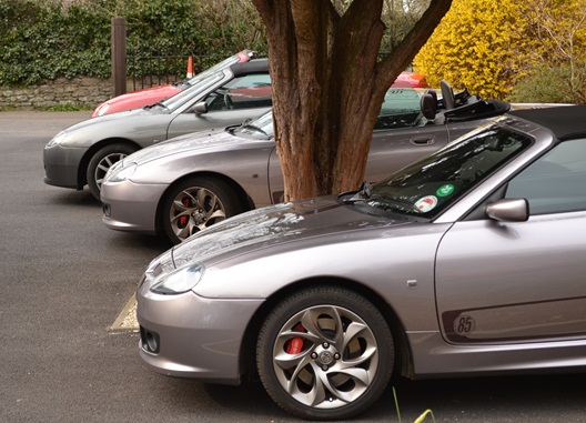 Cars at Kimber House ready for Saturday afternoon Talk and AGM