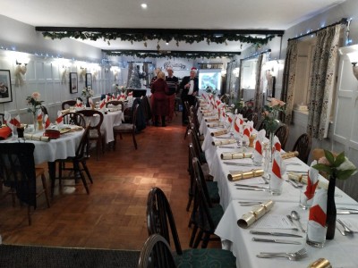 Tables Laid Out for Christmas Meal