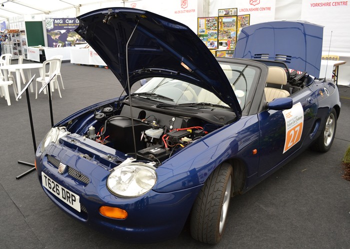 The Register's display car - Electric MGF in hte Club Marquee