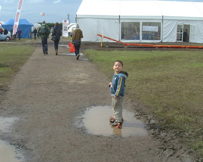 Charlie didn't mind the damp!