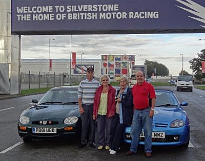 Dave, Carole, Ann &amp; Simon at the gates of Silverstone