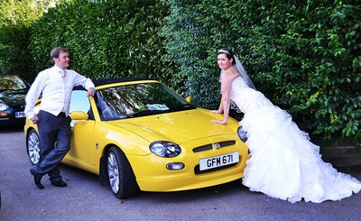 A bride likes the cars at the Ripon Spa