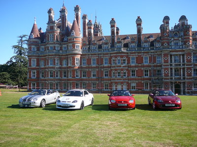 The line up in front of the impressive Royal Holloway College