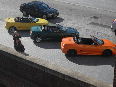 Above the cars at the Gate