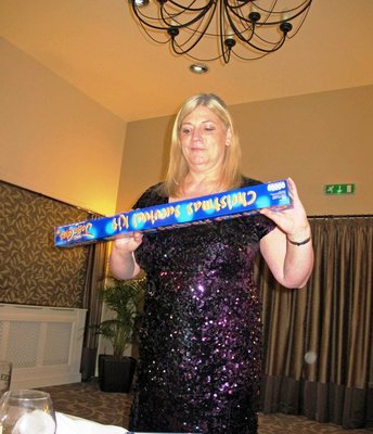 A yard of Jaffa Cakes was the prize for the Yes No game, fiercely fought over and won by Joe.