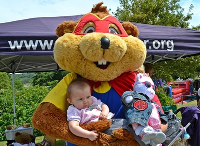 Bertie the Beaver with Sophie and her Princess Bear